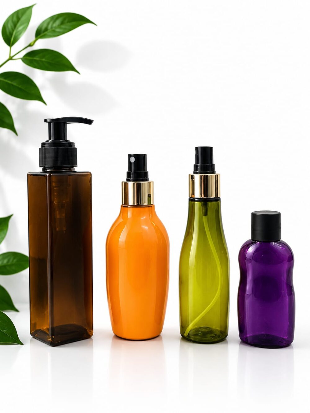 Cosmetic Bottle PET Round Colored